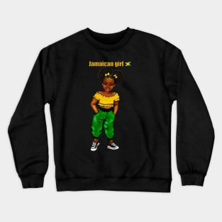 Jamaican girl 3 with colours of Jamaican flag in black green and gold inside a heart shape Crewneck Sweatshirt